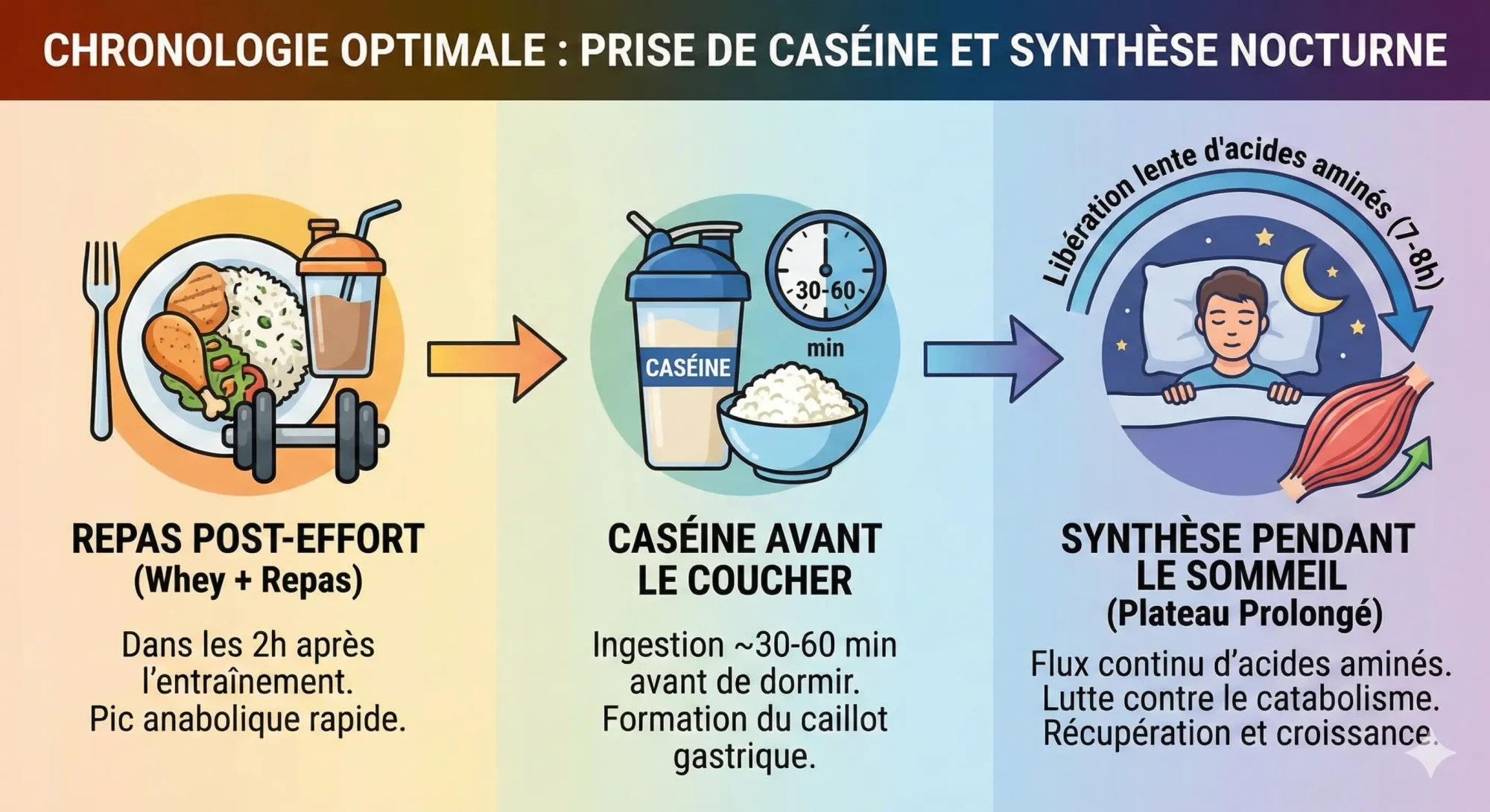 CHRONOLOGIE OPTIMALE PRISE CASEINE WHEY AVANT SOMMEIL